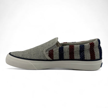Keds x Swans Island Anchor Slip-On Sneakers – Gray with Red & Blue Stripes
