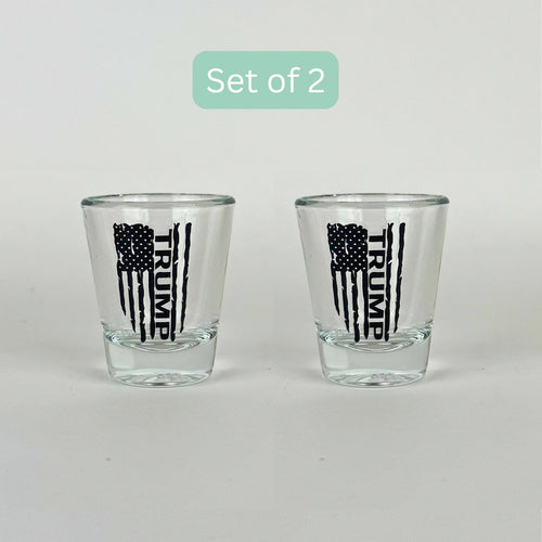 Trump Distressed Flag – Clear Shot Glass (Set of 2)