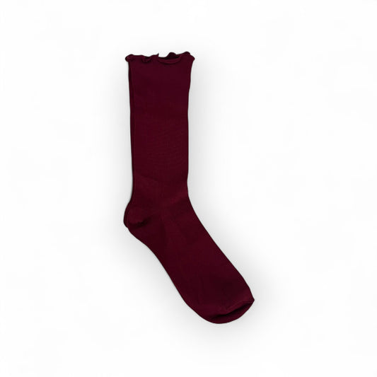 Ruffled Luster Socks - Sangria - 1 Pair