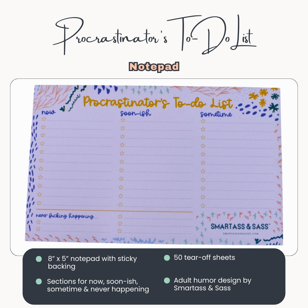Notepad Trio – Procrastinator, Weekly Habit Tracker & “Not Worried” Bundle