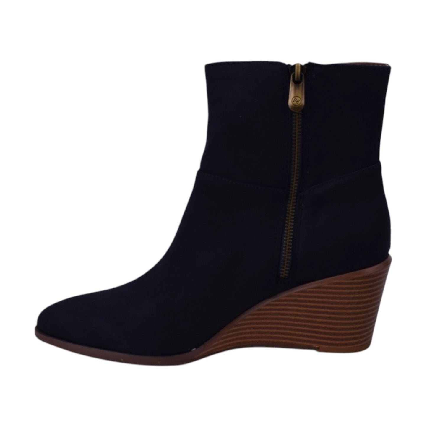 Adrienne Vittadini Vito Women's Wedge Ankle Boot – Navy Suede – Size 8.5M