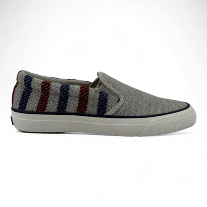 Keds x Swans Island Anchor Slip-On Sneakers – Gray with Red & Blue Stripes