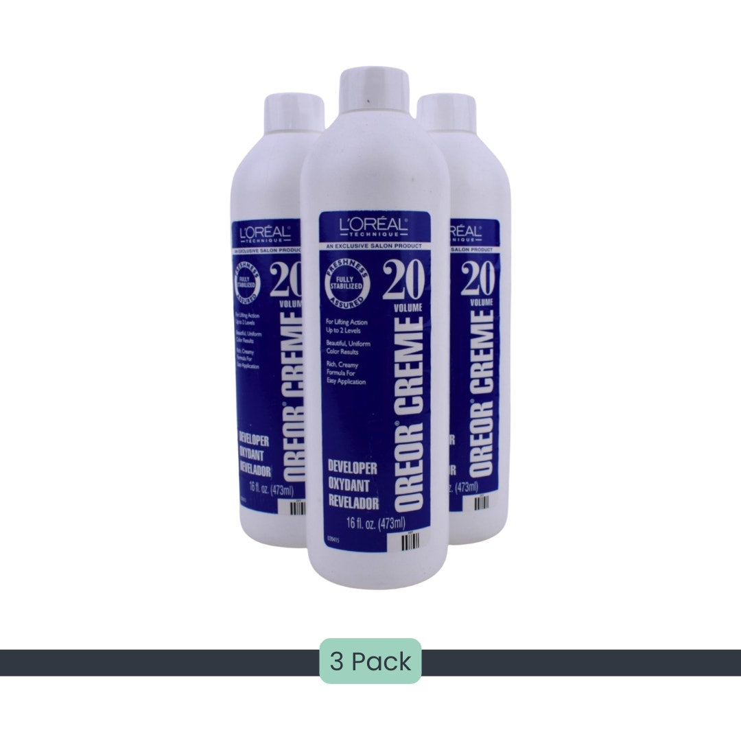 L’Oréal Oreor Creme Developer 20 Volume 16 oz (3 Pack) Salon Hair Color Oxidant