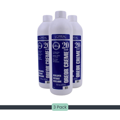L’Oréal Oreor Creme Developer 20 Volume 16 oz (3 Pack) Salon Hair Color Oxidant