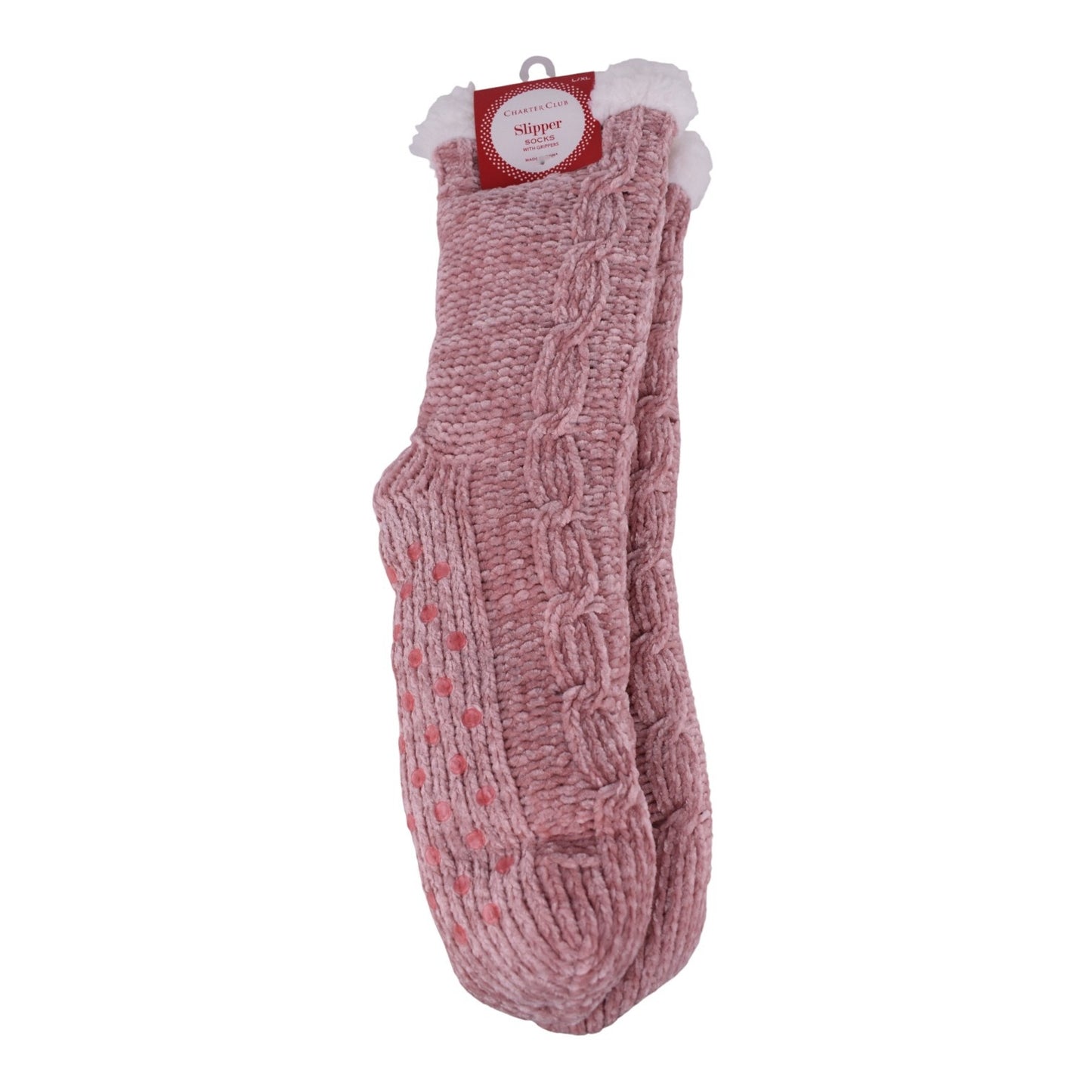 Charter Club Holiday Slipper Socks – Pink (L/XL)
