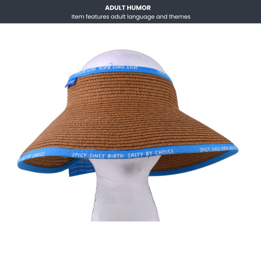 Smartass & Sass Woven Sun Visor Hat – Brown with Blue Trim