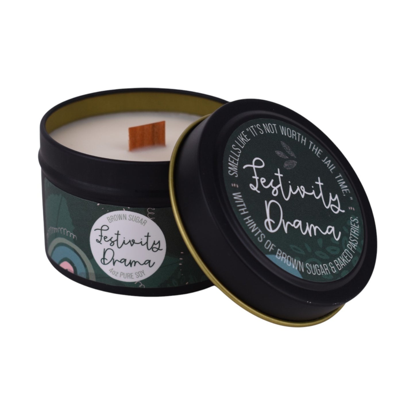 Festivity Drama – Brown Sugar Wood Wick Candle (4oz)