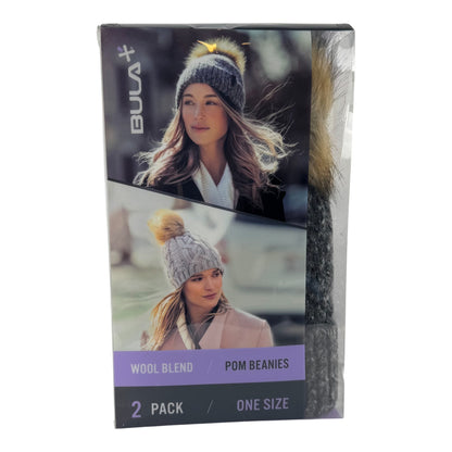 BULA Wool Blend Pom Beanie 2-Pack (One Size)