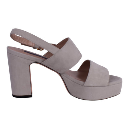 Stuart Weitzman Suede Block Heel Platform Sandals – Soft Beige – Women’s Size 9