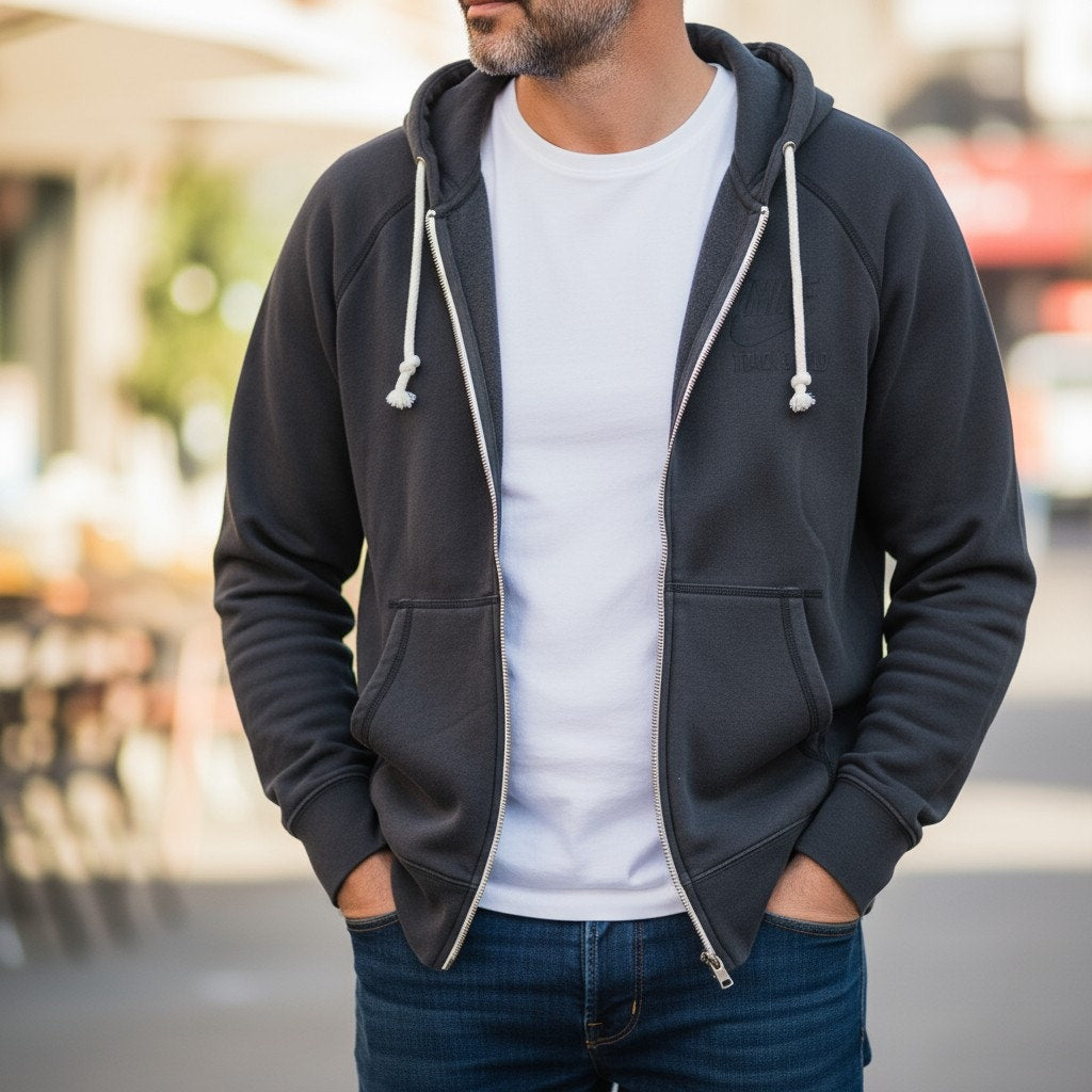 Nike Sportswear Full-Zip Hoodie – Charcoal Gray (Men’s Medium)