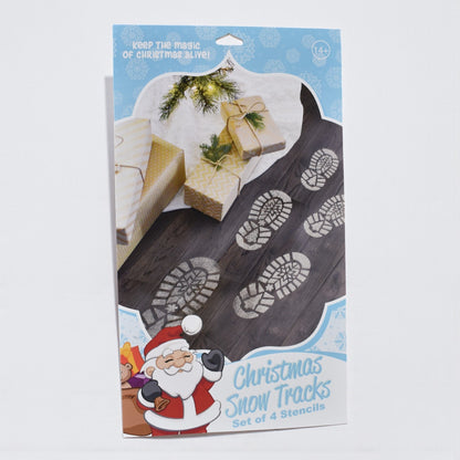 Christmas Snow Tracks Stencil Set – Santa, Elf, & Reindeer Footprints (Set of 4)