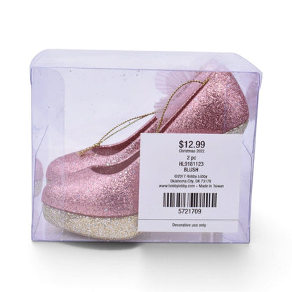 Pink Glitter High Heel Shoes Shatterproof Ornaments