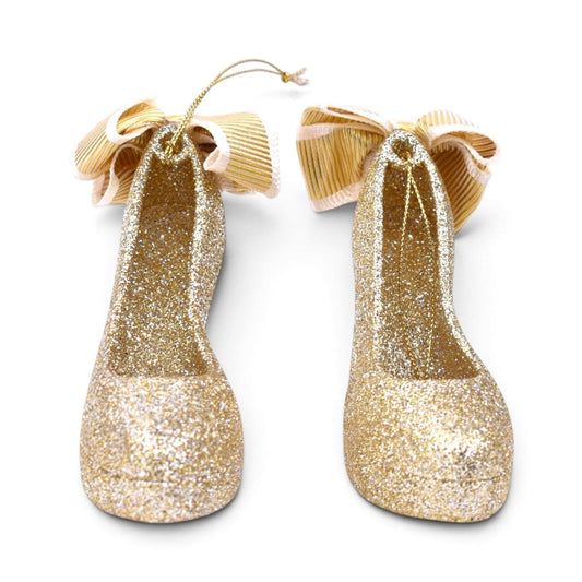 Gold Glitter High Heel Shoes Shatterproof Ornaments