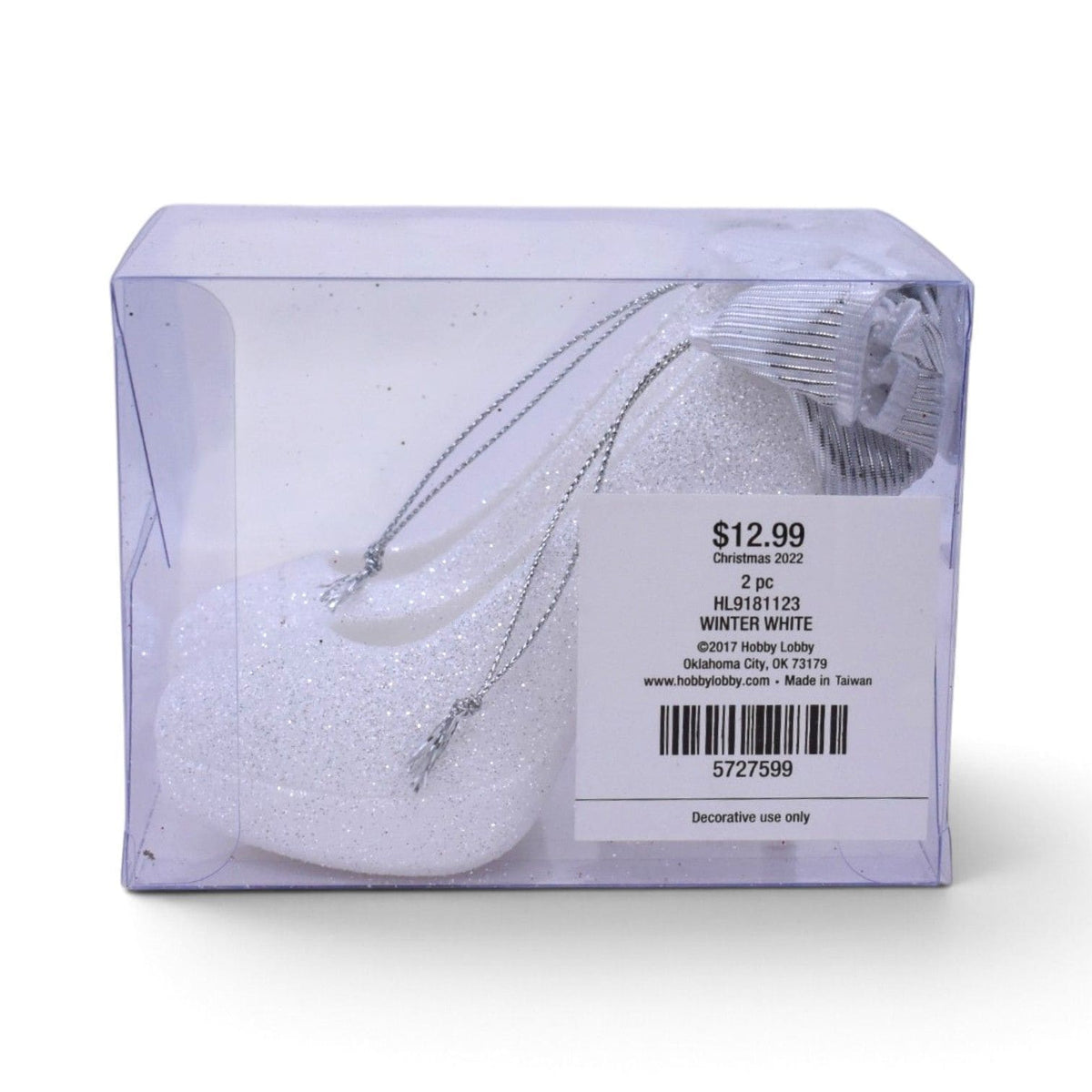 White Glitter High Heel Shoes Shatterproof Ornaments