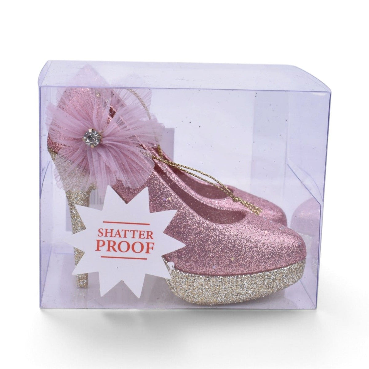 Pink Glitter High Heel Shoes Shatterproof Ornaments
