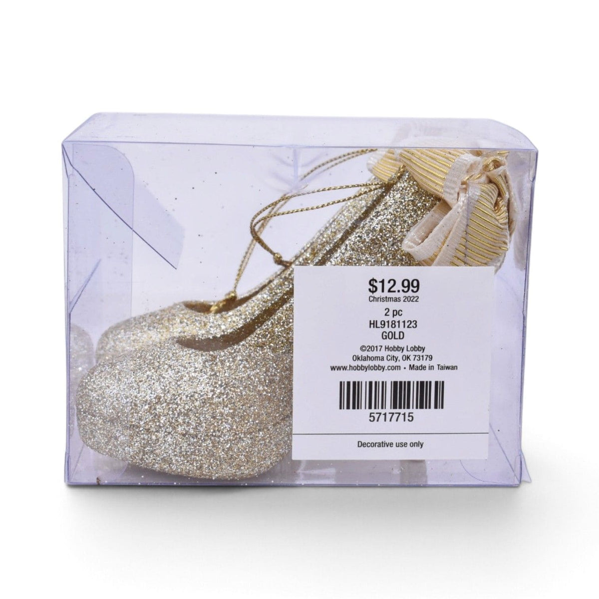 Gold Glitter High Heel Shoes Shatterproof Ornaments