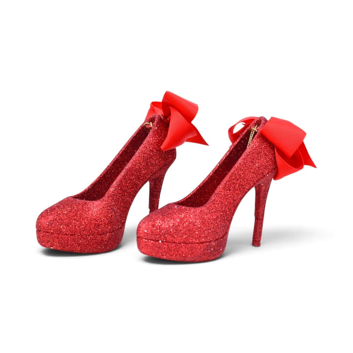 Red Glitter High Heel Shoes Shatterproof Ornaments