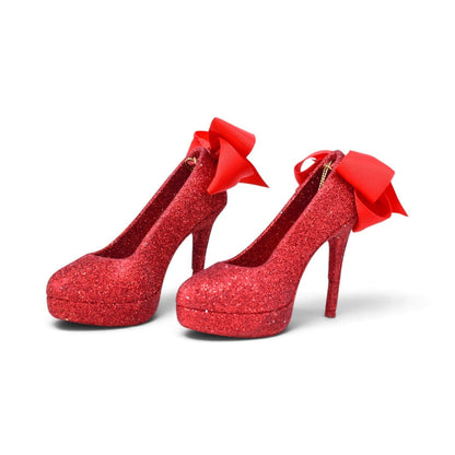 Red Glitter High Heel Shoes Shatterproof Ornaments
