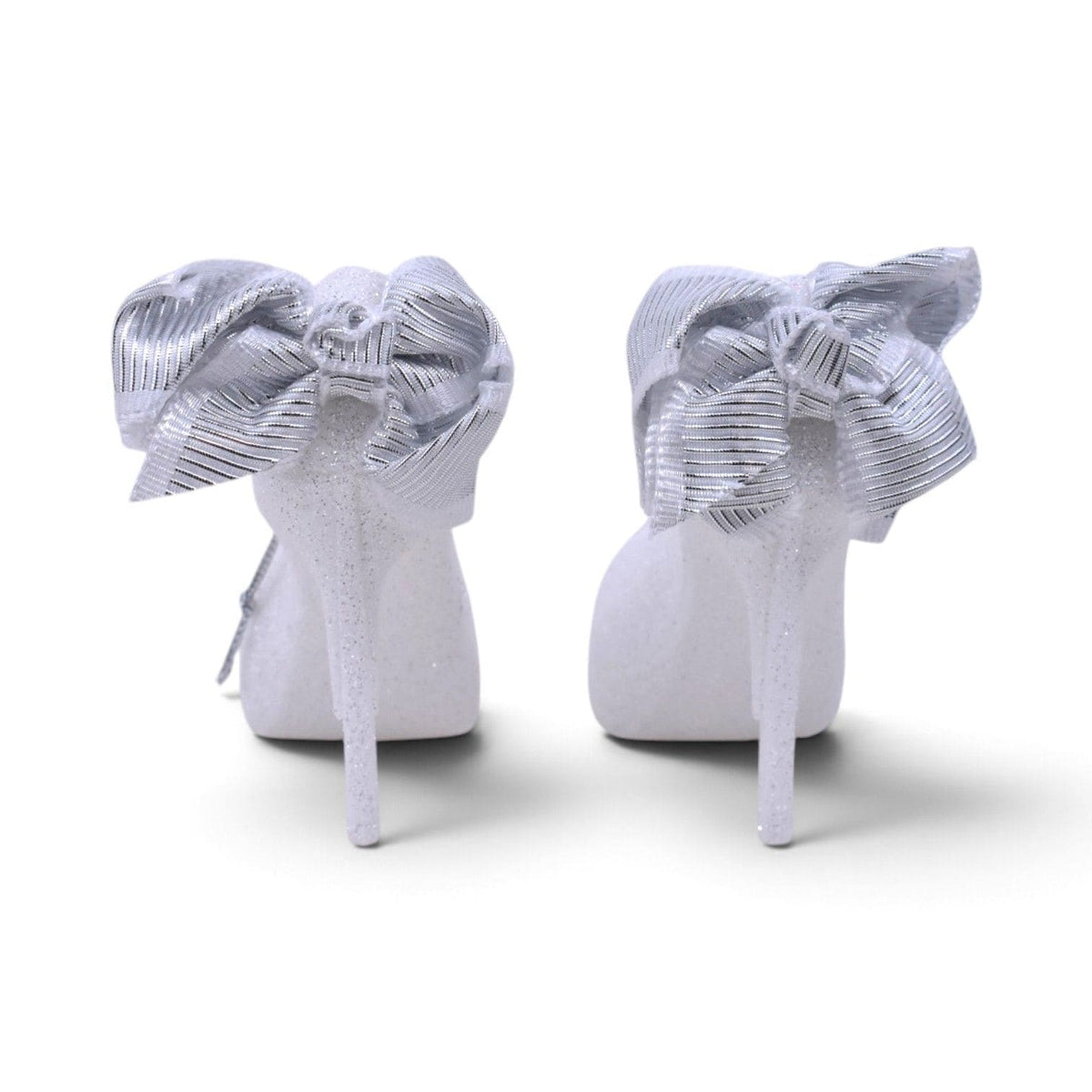 White Glitter High Heel Shoes Shatterproof Ornaments