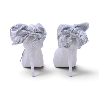 White Glitter High Heel Shoes Shatterproof Ornaments