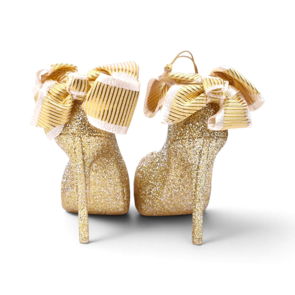 Gold Glitter High Heel Shoes Shatterproof Ornaments