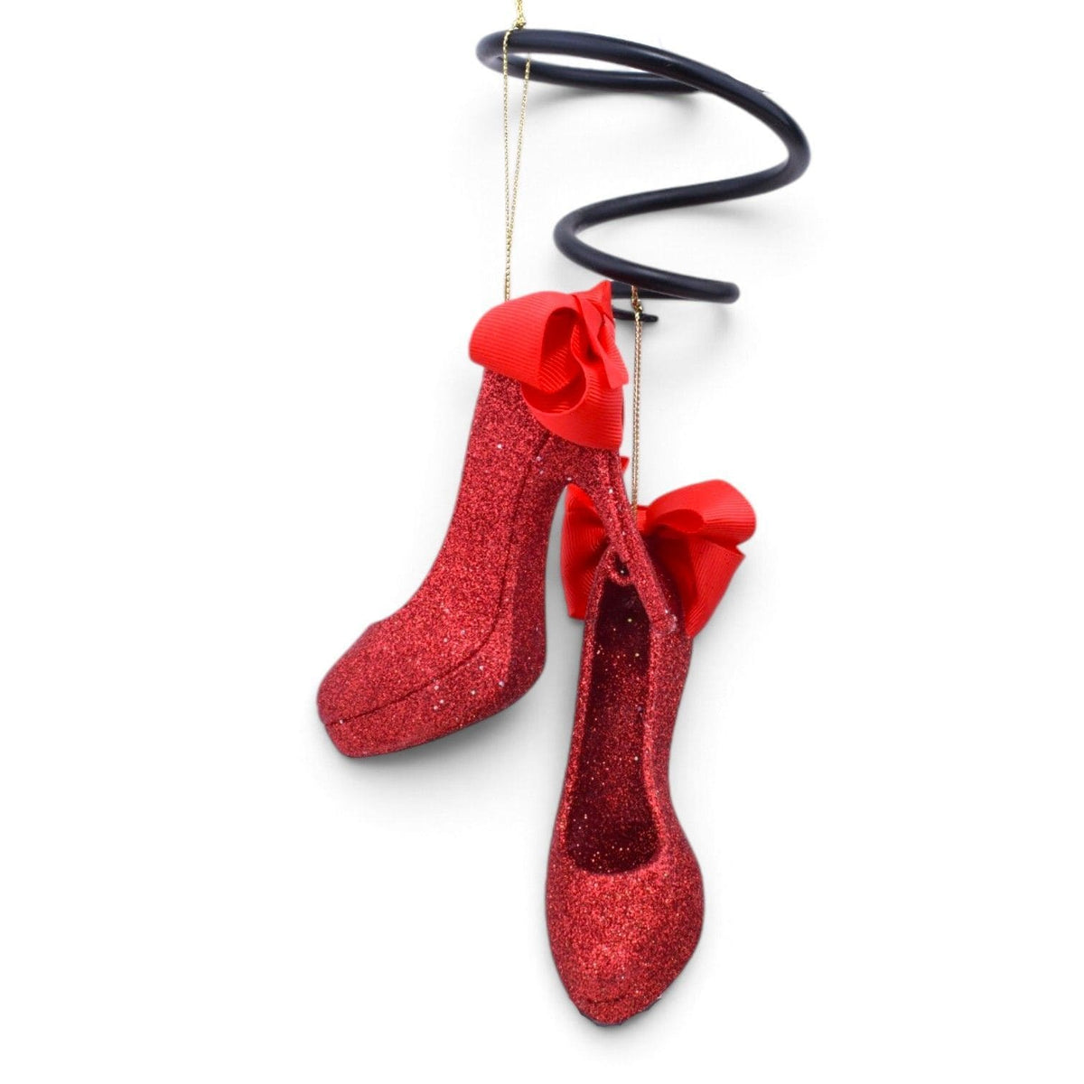 Red Glitter High Heel Shoes Shatterproof Ornaments