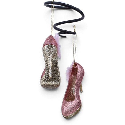 Pink Glitter High Heel Shoes Shatterproof Ornaments